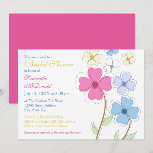 Fleurs de printemps - Invitation à une fête de mar (Devant / Derrière)