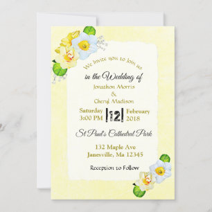 Fleurs de printemps jaunes Invitations de mariage