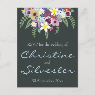 Fleurs de printemps, mariage carte postale RSVP