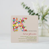 Fleurs de printemps Monogramme K Invitation de Fêt (Debout devant)
