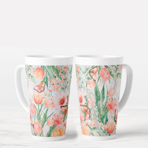 Fleurs de printemps Papillons Latte Mug