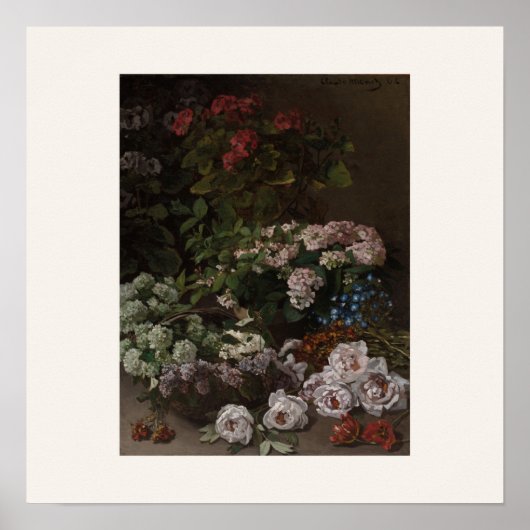 Fleurs de printemps par Monet - Affiche carrée (Devant)