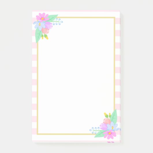 Fleurs de printemps Pink Stripes Post-it® Notes 4  (Devant)