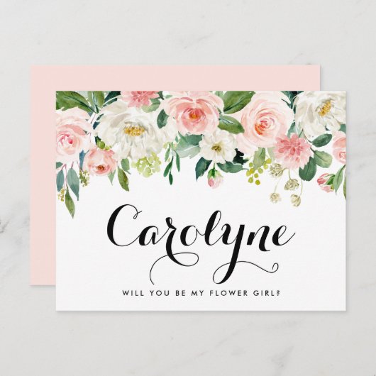 Fleurs de printemps romantiques Soyez ma carte fil (Devant / Derrière)