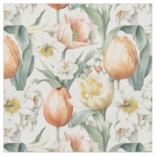Fleurs de printemps Tulipes Daffodique tissu Motif