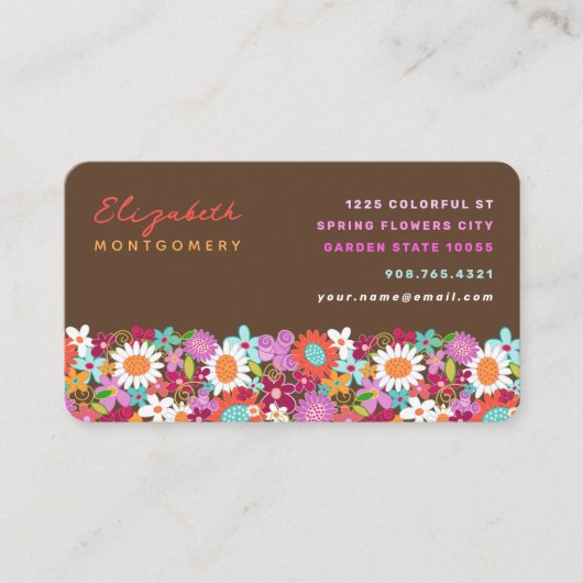 Fleurs de Printemps Whimsical Cartes de visite de (Devant)