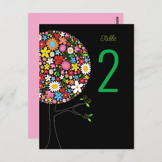 Fleurs de printemps Whimsical Numéro de table Pop (Devant / Derrière)