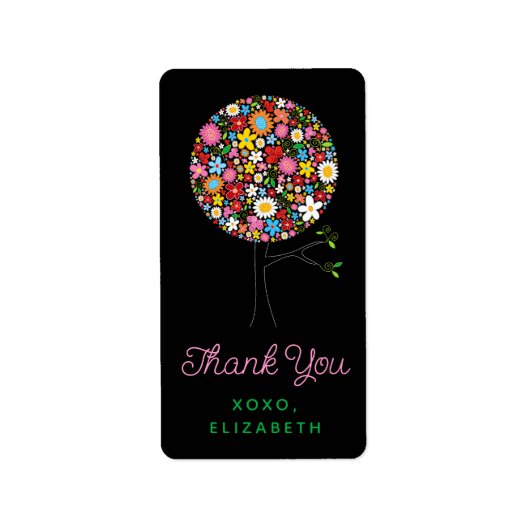 Fleurs de printemps Whimsical Pop Tree Étiquettes (Devant)