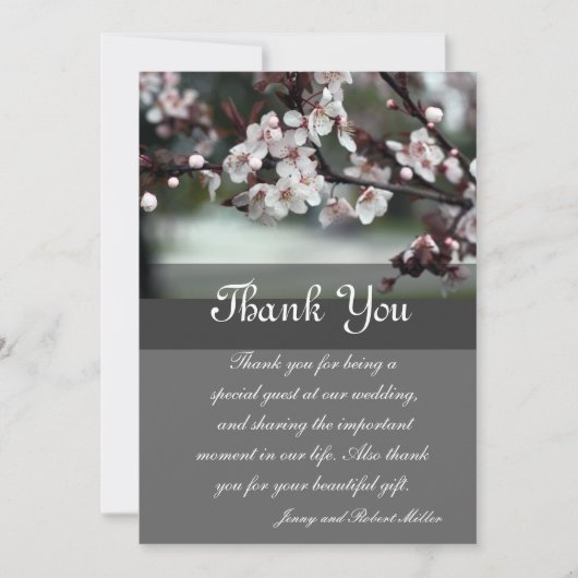 fleurs de prune carte de remerciements (Devant)