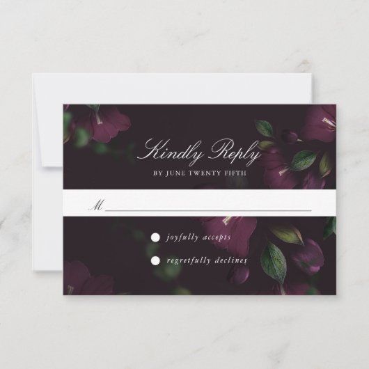 Fleurs de Prunier Foncé | Carte RSVP (Devant)