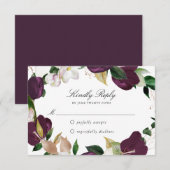 Fleurs de Prunier Foncé | Carte RSVP (Devant / Derrière)