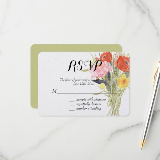 Fleurs de Ranunculus Rouge Rose Jaune RSVP (Devant/Arrière en situation)