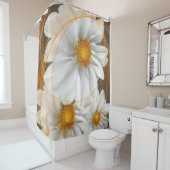 Fleurs de rideau de douche blanc noir orange (En situation)
