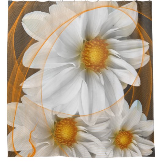 Fleurs de rideau de douche blanc noir orange (Devant)