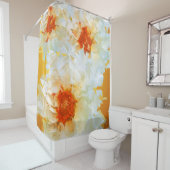 Fleurs de rideau de douche Blanc Orange Cubiste (En situation)