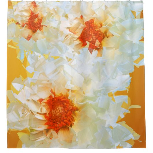 Fleurs de rideau de douche Blanc Orange Cubiste (Devant)