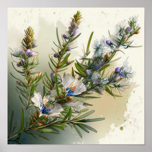 Fleurs de romarin bleu Poster d'impression (Devant)