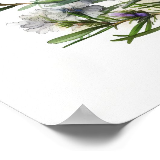 Fleurs de romarin bleu Poster d'impression (Coin)