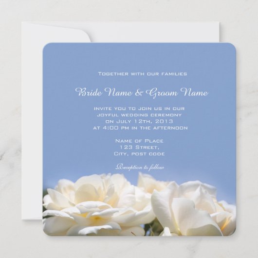 fleurs de rose blanche dans une invitation de mari (Devant)