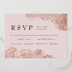 Fleurs de Rose Gold Invitation en Papier Aluminium