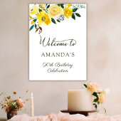 Fleurs de rose jaune 90e Anniversaire Poster de bi