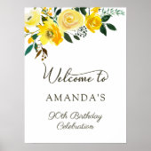 Fleurs de rose jaune 90e Anniversaire Poster de bi (Devant)