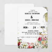 Fleurs de rose poussiéreuse faire-part de mariage  (Devant / Derrière)