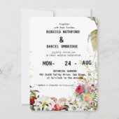 Fleurs de rose poussiéreuse faire-part de mariage  (Devant)