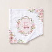 Fleurs de rose rose blush aquarelle monogramme flo (Gant de toilette)