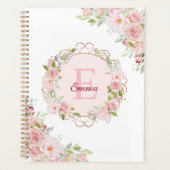 Fleurs de rose rose blush aquarelle monogramme flo (Devant)