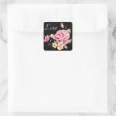 Fleurs de rose rose Noir Floral Love Stickers (Sac)