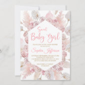 Fleurs de rose rose pâle Baby shower Invitation (Devant)