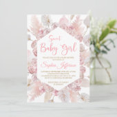 Fleurs de rose rose pâle Baby shower Invitation (Debout devant)