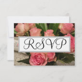 Fleurs de rose rose pâle Mariage Argent RSVP (Devant)