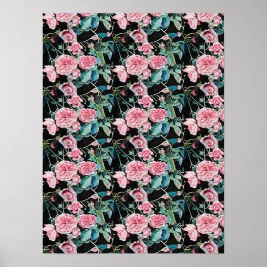 Fleurs de rose rose Shabby Chic Poster (Devant)