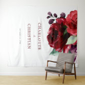 Fleurs de rose rouge Bourgogne Tapisserie Mariage (En situation (horizontale))