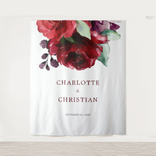 Fleurs de rose rouge Bourgogne Tapisserie Mariage