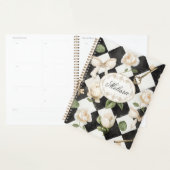 Fleurs de rose vintage de monogramme diamant noir (Devant avec enveloppe)