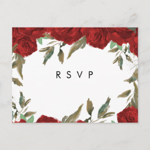 fleurs de roses rouges boho mariage rsvp carte pos
