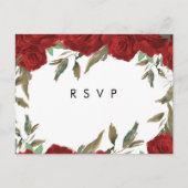 fleurs de roses rouges boho mariage rsvp carte pos (Devant)