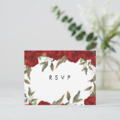 fleurs de roses rouges boho mariage rsvp carte pos (Debout devant)