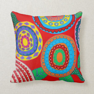 Fleurs de rouge d'art de bruit de coussin de Kerri