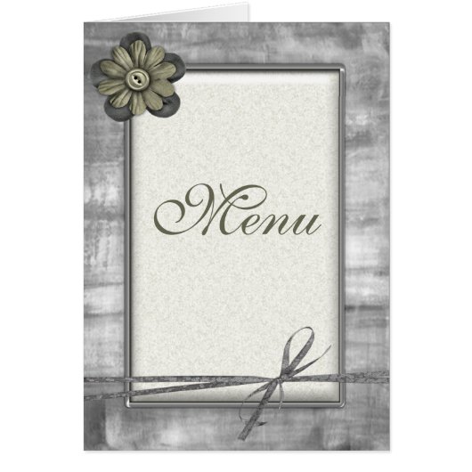 Fleurs de ruban d'or et d'argent - cartes de menu (Devant)