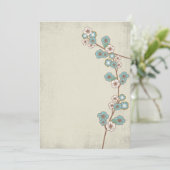Fleurs de sakura bleues vintage Invitation (Debout devant)