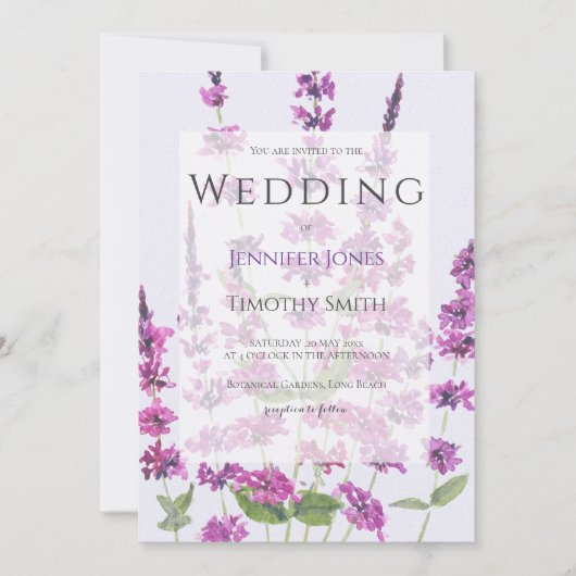 fleurs de salvia violette faire-part de mariage (Devant)