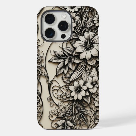 Fleurs de scrimshaw d'os de téléphone (Verso)