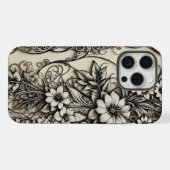 Fleurs de scrimshaw d'os de téléphone (Verso Horizontal)
