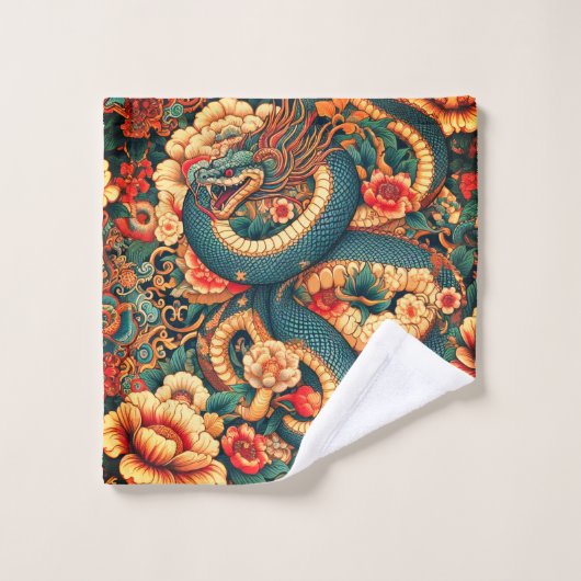 Fleurs de serpent vert (Gant de toilette)