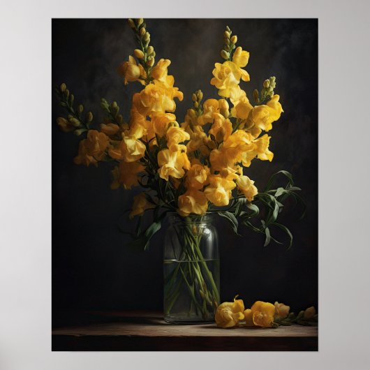 Fleurs de Snapdragon Jaune Art Imprimer Poster (Devant)