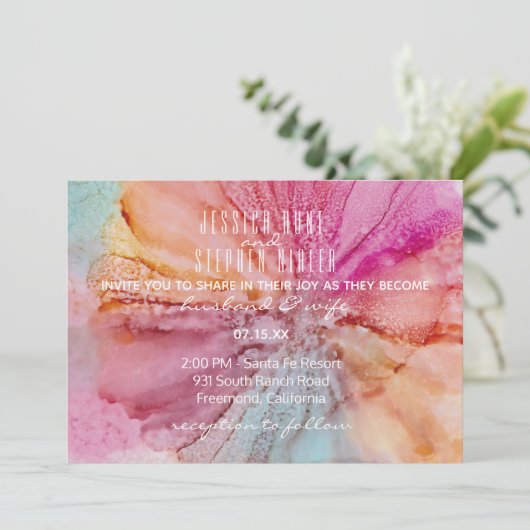 Fleurs de soie faire-part de mariage (Debout devant)